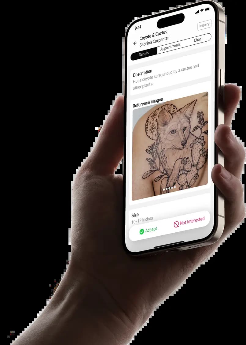 Inkflow — client booking form on mobile